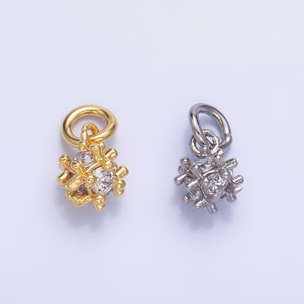 24K Gold plated CZ Geometric Bar Square Mini Charm in Gold & Silver | W887 