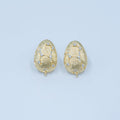 24K Gold plated CZ Geometric Lined Teardrop Drop Stud Earring Findings | Z1129 - DLUXCA