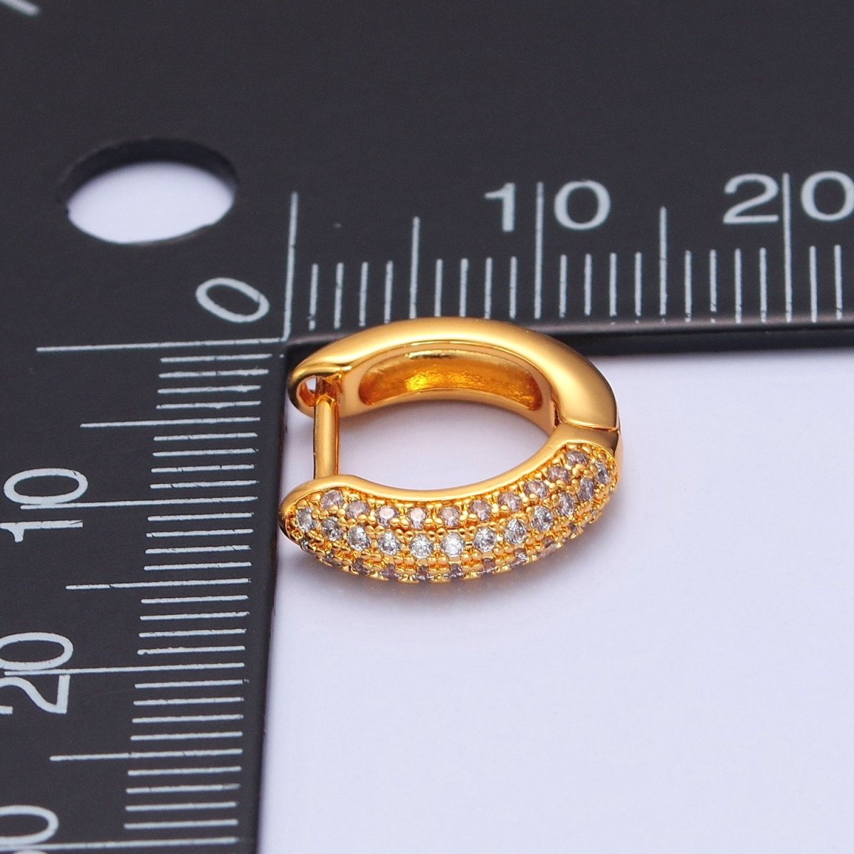 24K Gold plated CZ Hoop Earrings Small Lever Back Huggie Hoop Earrings-Dainty CZ Earrings T-456 - DLUXCA