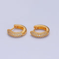 24K Gold plated CZ Hoop Earrings Small Lever Back Huggie Hoop Earrings-Dainty CZ Earrings T-456 - DLUXCA