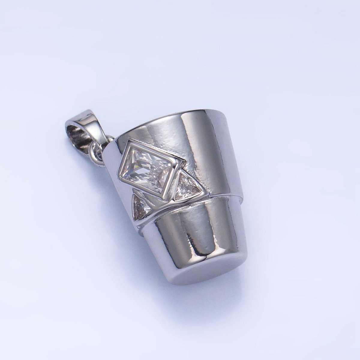 24K Gold plated CZ Iced Cup Drink Utensil Pendant in Gold & Silver | AA1004 - DLUXCA
