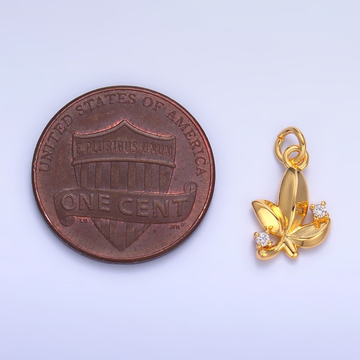 24K Gold plated CZ Leaf Nature Charm in Gold & Silver | W359