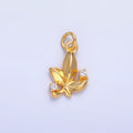 24K Gold plated CZ Leaf Nature Charm in Gold & Silver | W359