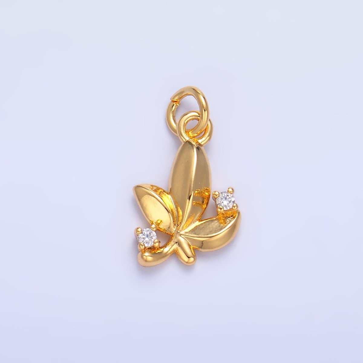 24K Gold plated CZ Leaf Nature Charm in Gold & Silver | W359