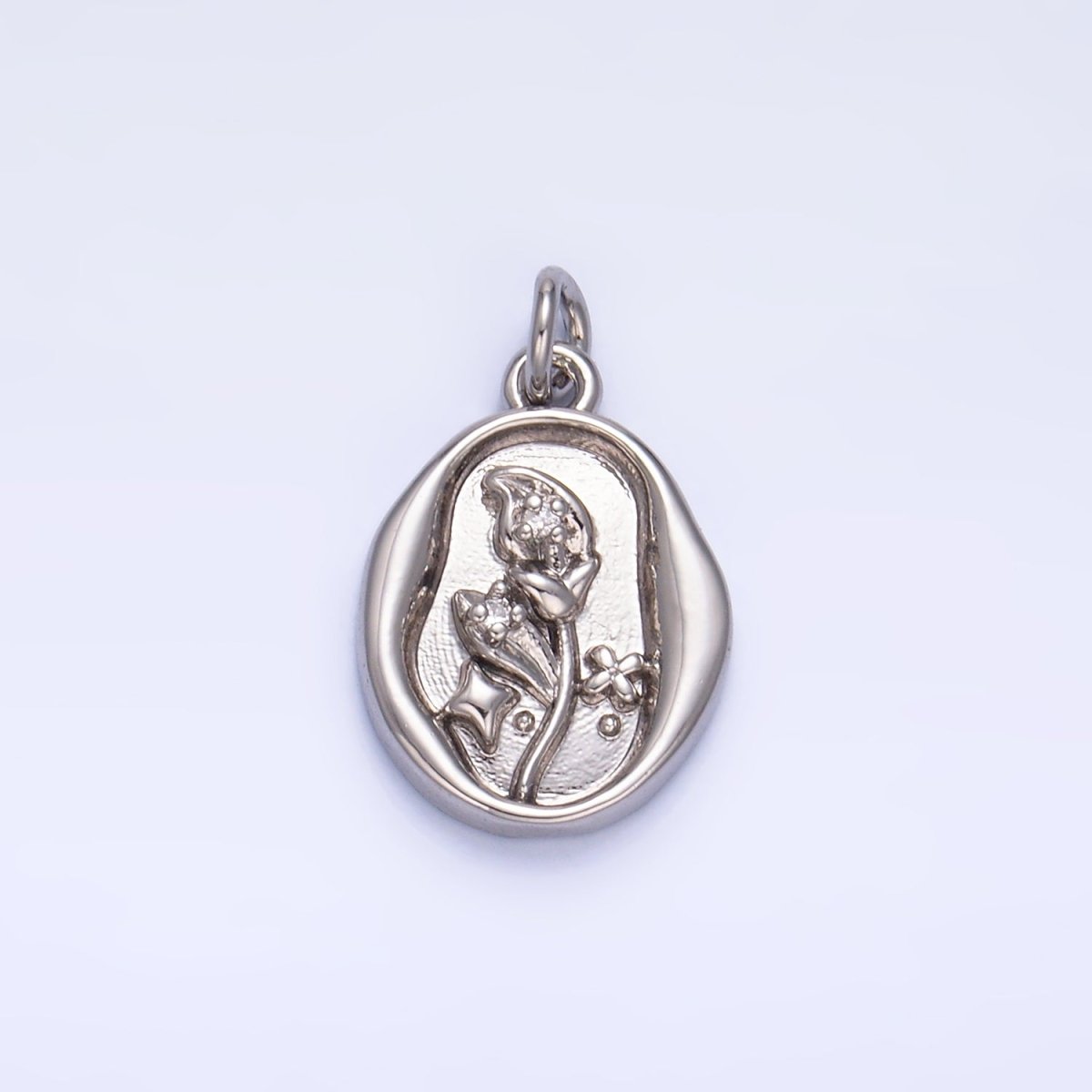 24K Gold plated CZ Leaf Nature Stamped Charm in Gold & Silver | W384 - DLUXCA
