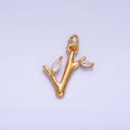 24K Gold plated CZ Leaf Tree Branch Nature Charm | W392 - DLUXCA
