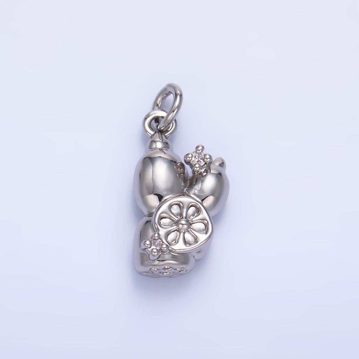 24K Gold plated CZ Lotus Root Vegetable Charm in Gold & Silver | W360
