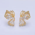 24K Gold plated CZ Micro Paved Butterfly Insect Earrings Set | AB986 