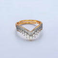 24K Gold plated CZ Micro Paved Chevron Mixed Metal Ring | O1424 - DLUXCA
