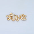 24k Gold plated CZ Micro Paved Cursive "Love" Charm Connector | F - 228 - DLUXCA