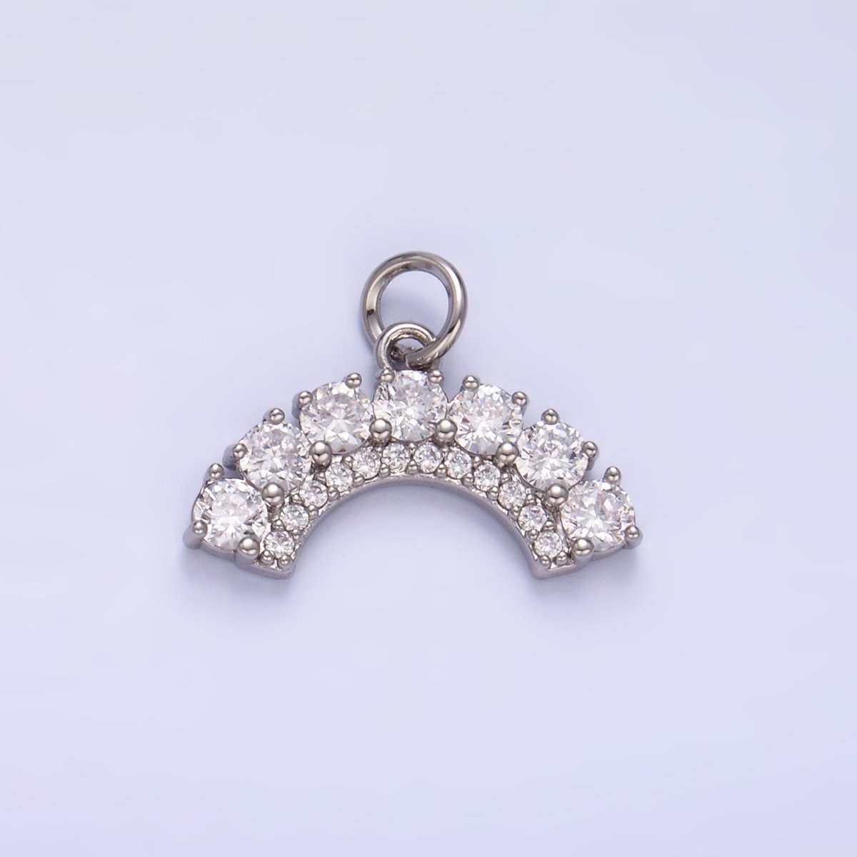 24K Gold plated CZ Micro Paved Curved Geometric Charm in Gold & Silver | W419 