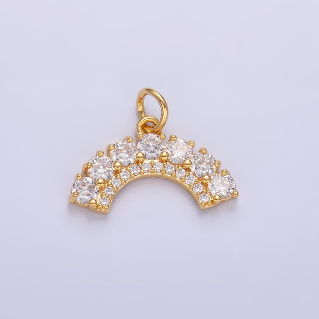 24K Gold plated CZ Micro Paved Curved Geometric Charm in Gold & Silver | W419 