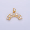 24K Gold plated CZ Micro Paved Curved Geometric Charm in Gold & Silver | W419 