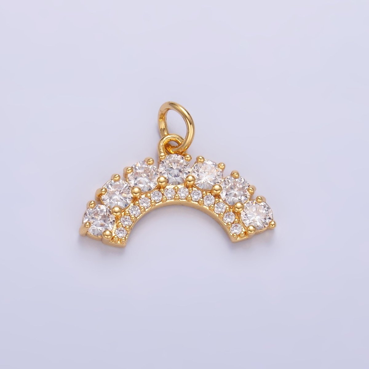 24K Gold plated CZ Micro Paved Curved Geometric Charm in Gold & Silver | W419 