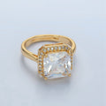 24k Gold plated CZ Micro Paved Diamond Square Adjustable Ring | O - 1413 - DLUXCA