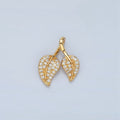 24k Gold plated CZ Micro Paved Double Leaf Pendant | AA - 860 - DLUXCA