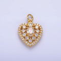24K Gold plated CZ Micro Paved Heart Charm in Gold & Silver | W802 - DLUXCA