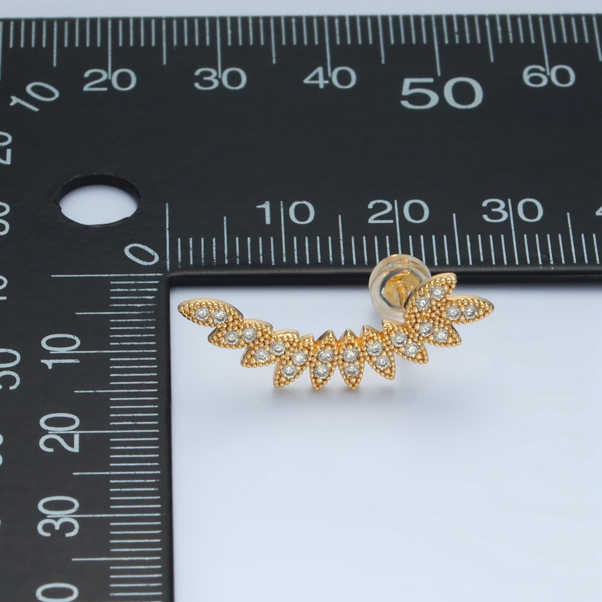 24k Gold plated CZ Micro Paved Leaf Nature Stud Earrings | AD - 745 - DLUXCA