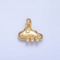 24K Gold plated CZ Micro Paved Rain Smiley Face Cloud Multidimensional 3D Charm | W018 - DLUXCA
