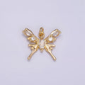 24K Gold plated CZ Molten Drip Butterfly Insect Charm in Gold & Silver | AC170 - DLUXCA