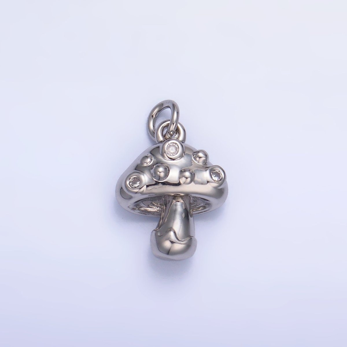 24K Gold plated CZ Mushroom Plant Charm in Gold & Silver | W353 - DLUXCA