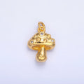 24K Gold plated CZ Mushroom Plant Charm in Gold & Silver | W353 - DLUXCA