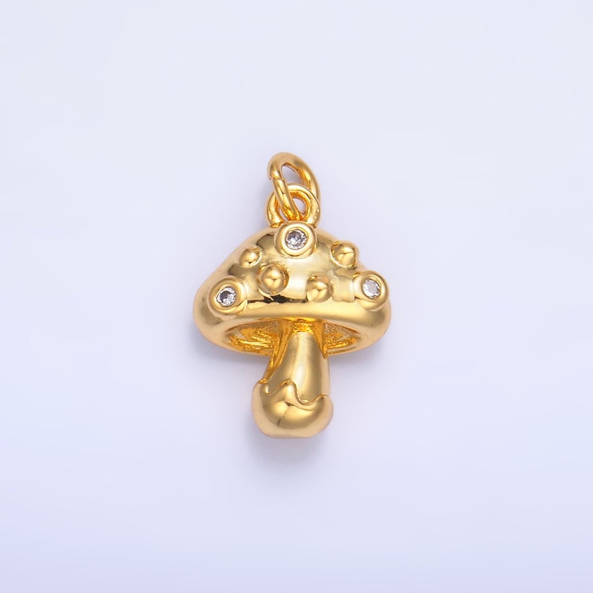 24K Gold plated CZ Mushroom Plant Charm in Gold & Silver | W353 - DLUXCA