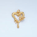 24K Gold plated CZ Open Hammered Molten Heart Butterfly Charm in Gold & Silver | E384