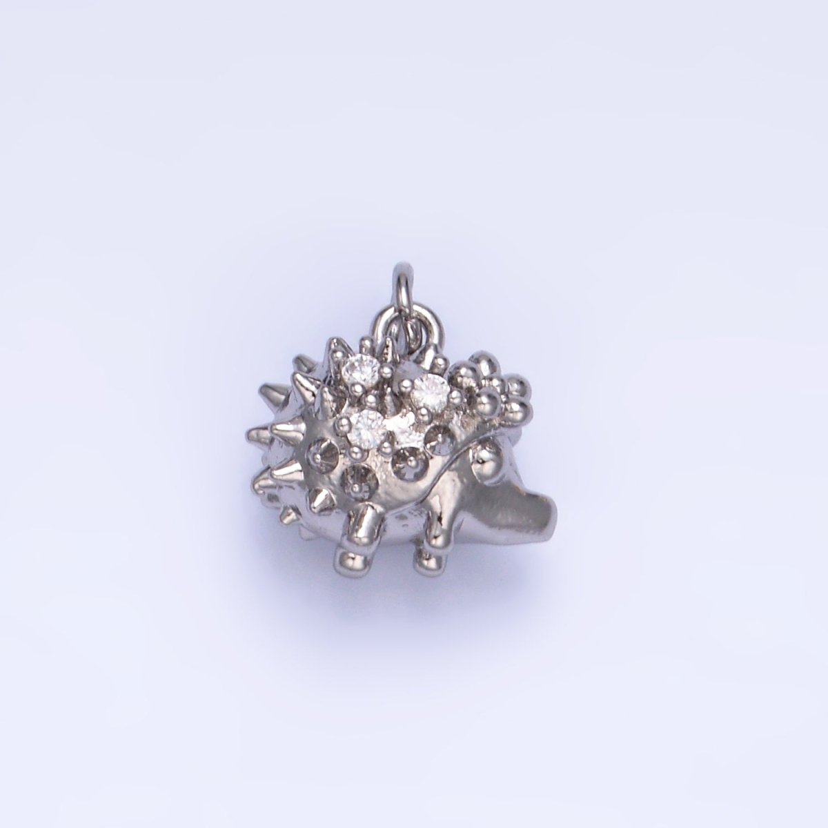 24K Gold plated CZ Porcupine Hedgehog Animal 3D Multidimensional Charm in Gold & Silver | W380