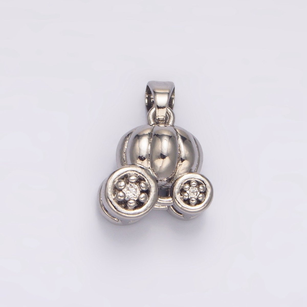 24K Gold plated CZ Pumpkin Fruit Carriage Multidimensional 3D Charm in Gold & Silver | AA1031 - DLUXCA