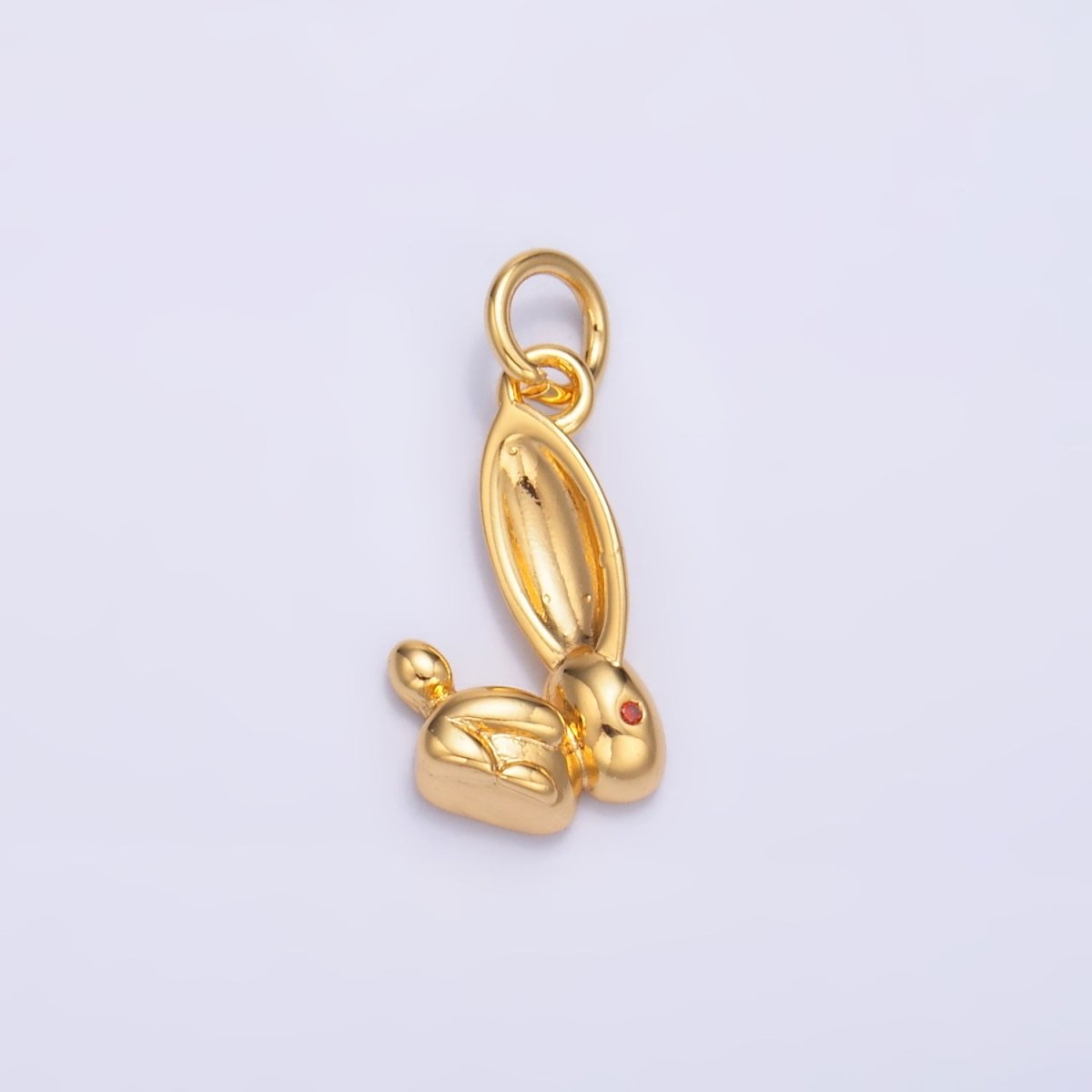 24K Gold plated CZ Rabbit Bunny Multidimensional 3D Charm in Gold & Silver | M174 - DLUXCA