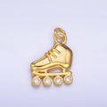 24K Gold plated CZ Roller Skate Shoes Charm in Gold & Silver | W337 - DLUXCA