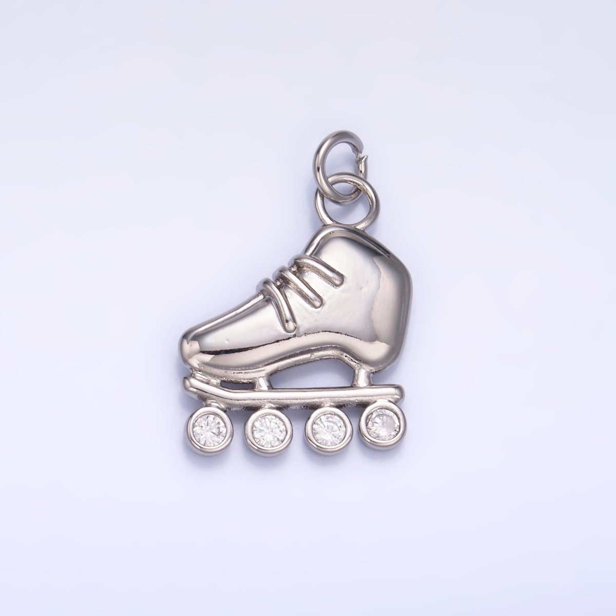 24K Gold plated CZ Roller Skate Shoes Charm in Gold & Silver | W337 - DLUXCA