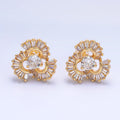 24K Gold plated CZ Round Baguette Circular Geometric Stud Earrings | AB1441 