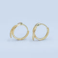 24K Gold plated CZ Scaled Snake Circular Huggie Hoop Earrings | AB745 