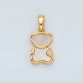 24K Gold plated CZ Shell Pearl Teddy Bear Bezel Pendant | H723 - DLUXCA