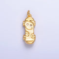 24K Gold plated CZ Smiley Face Skateboard Charm in Gold & Silver | W792 - DLUXCA