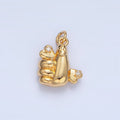 24K Gold plated CZ Smiley Face Thumbs Up Hand Gesture Charm | X850 - DLUXCA