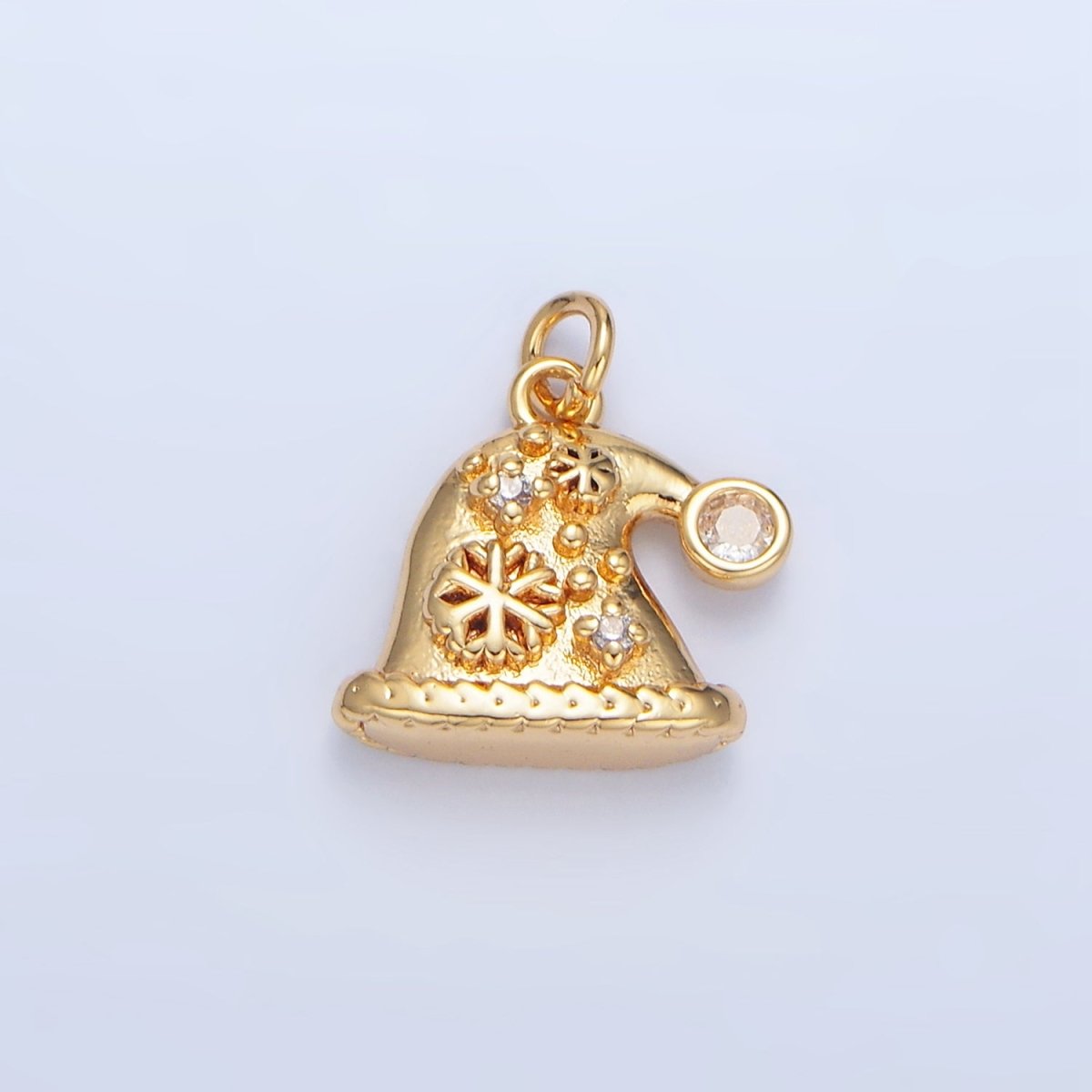 24K Gold plated CZ Snowflake Christmas Hat Charm | X852 - DLUXCA