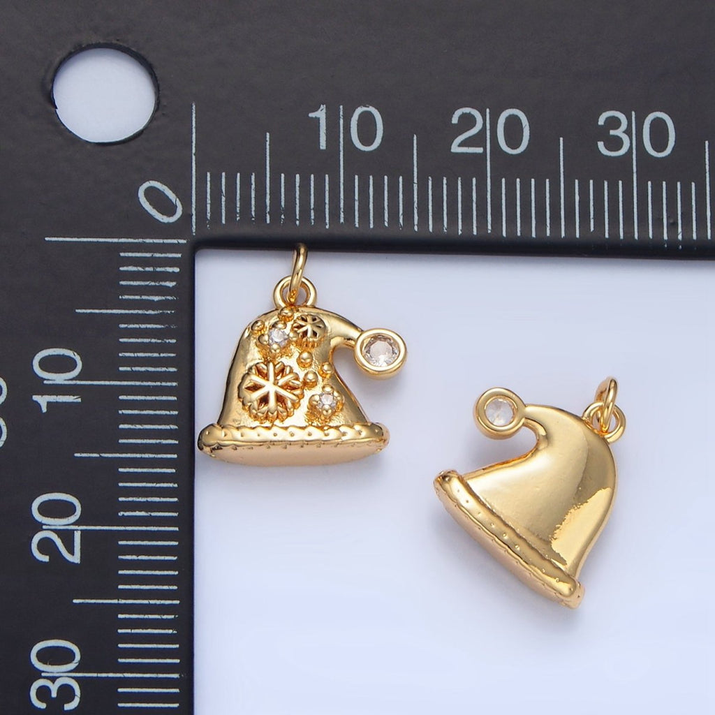 24K Gold plated CZ Snowflake Christmas Hat Charm | X852 - DLUXCA