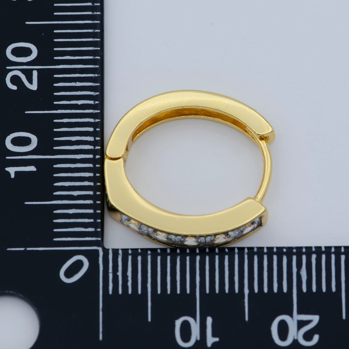 24K Gold plated CZ Square Lined Huggie Earring | AB1159 - DLUXCA