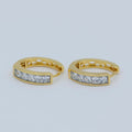 24K Gold plated CZ Square Lined Huggie Earring | AB1159 - DLUXCA