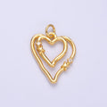 24K Gold plated CZ Star Heart Double Band Charm in Gold & Silver | N016 