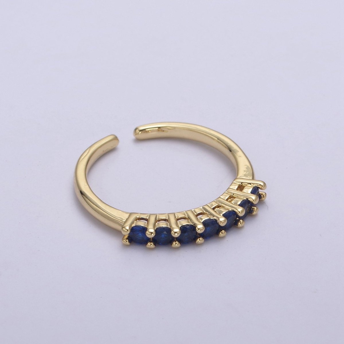 24k Gold plated CZ Stone Ring - Dainty Ring - Fuschia Blue Green Clear Black Cubic Zirconia Ring - Minimalist Jewelry U-264 ~ U-268 - DLUXCA