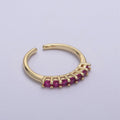 24k Gold plated CZ Stone Ring - Dainty Ring - Fuschia Blue Green Clear Black Cubic Zirconia Ring - Minimalist Jewelry U-264 ~ U-268 - DLUXCA