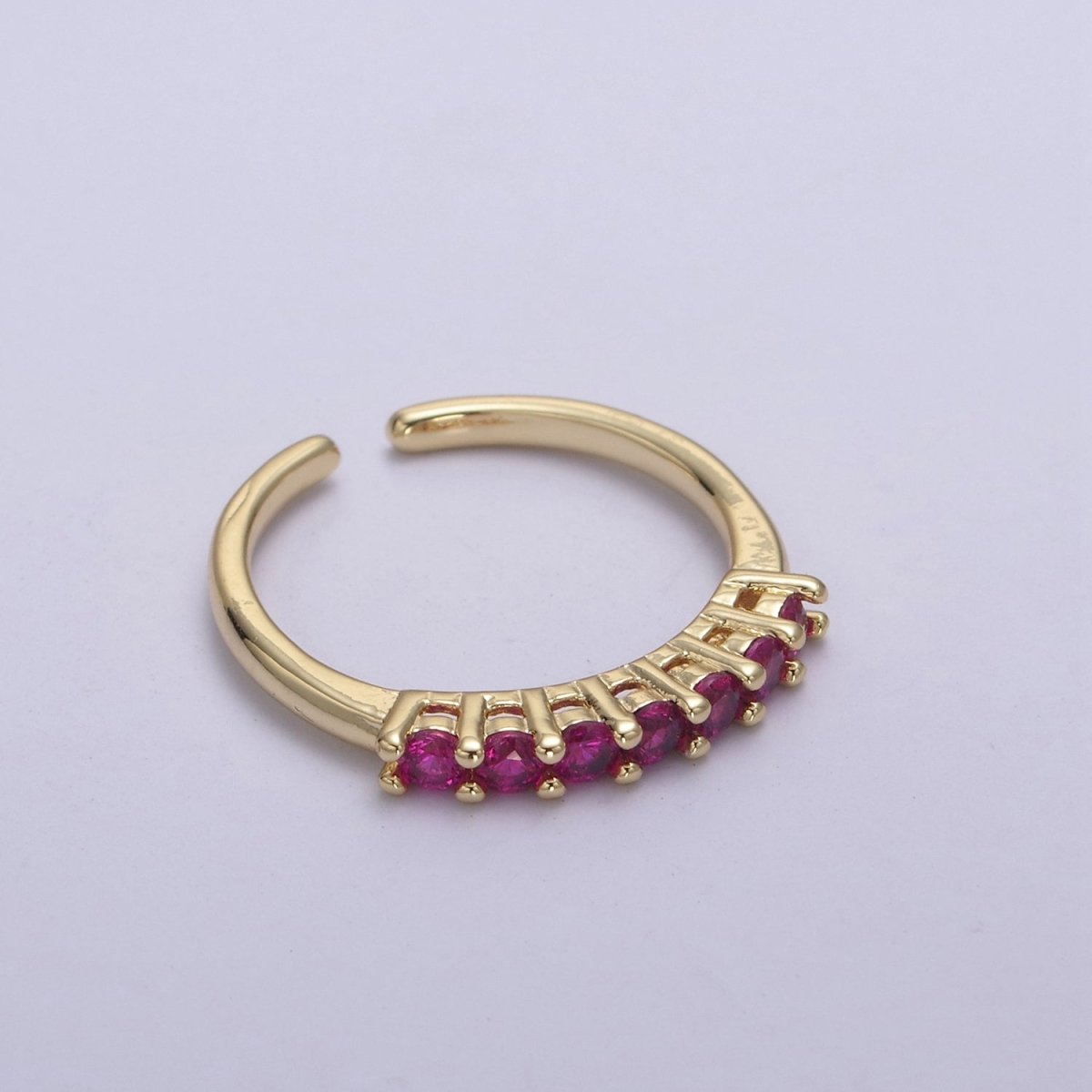 24k Gold plated CZ Stone Ring - Dainty Ring - Fuschia Blue Green Clear Black Cubic Zirconia Ring - Minimalist Jewelry U-264 ~ U-268 - DLUXCA
