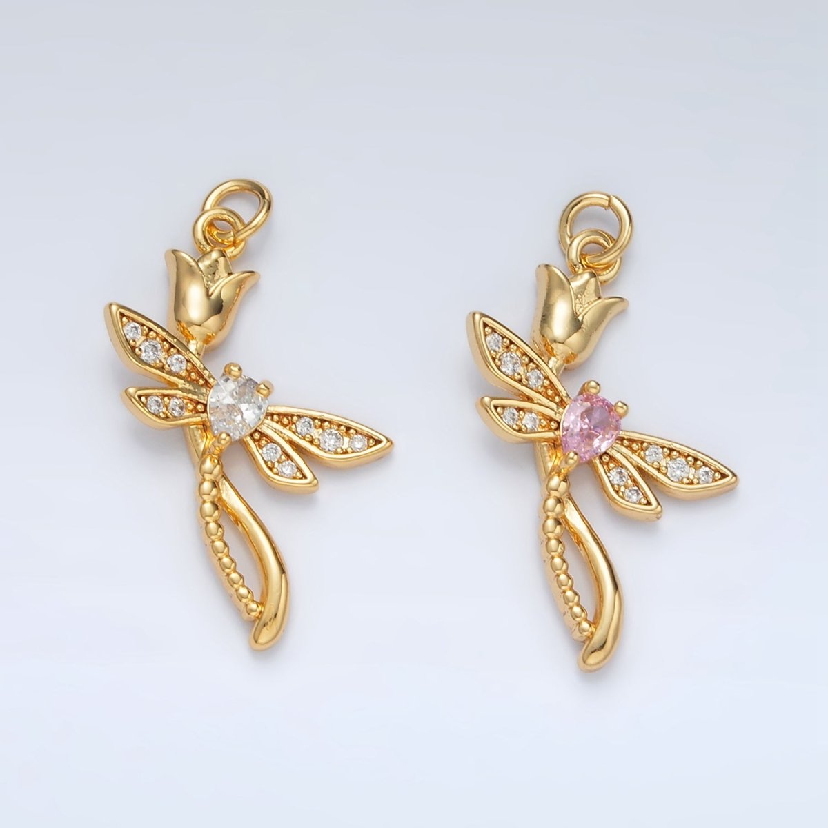 24K Gold plated CZ Tulip Flower Charm | AC145