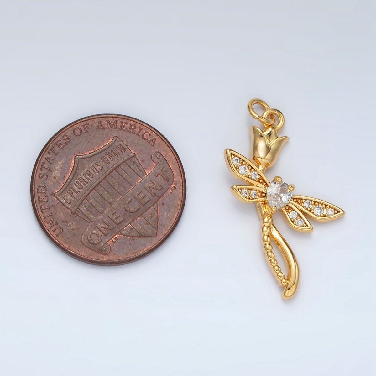 24K Gold plated CZ Tulip Flower Charm | AC145