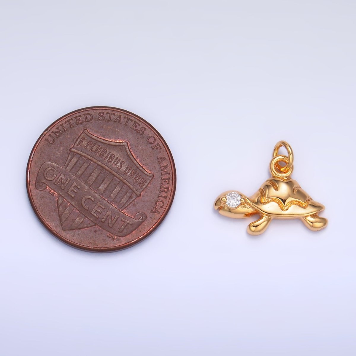 24K Gold plated CZ Turtle Tortoise Animal Charm | W278 - DLUXCA