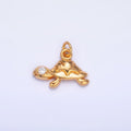 24K Gold plated CZ Turtle Tortoise Animal Charm | W278 - DLUXCA